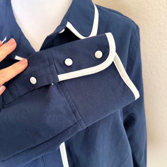 Pomander Place by Tuckernuck Navy Perkins Shirt Dress Size L Shift Mini Coastal - Picture 5 of 8